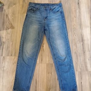 Mid wash straight leg blue jeans